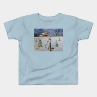 Dove on the pump after the snowstorm Kids T-Shirt